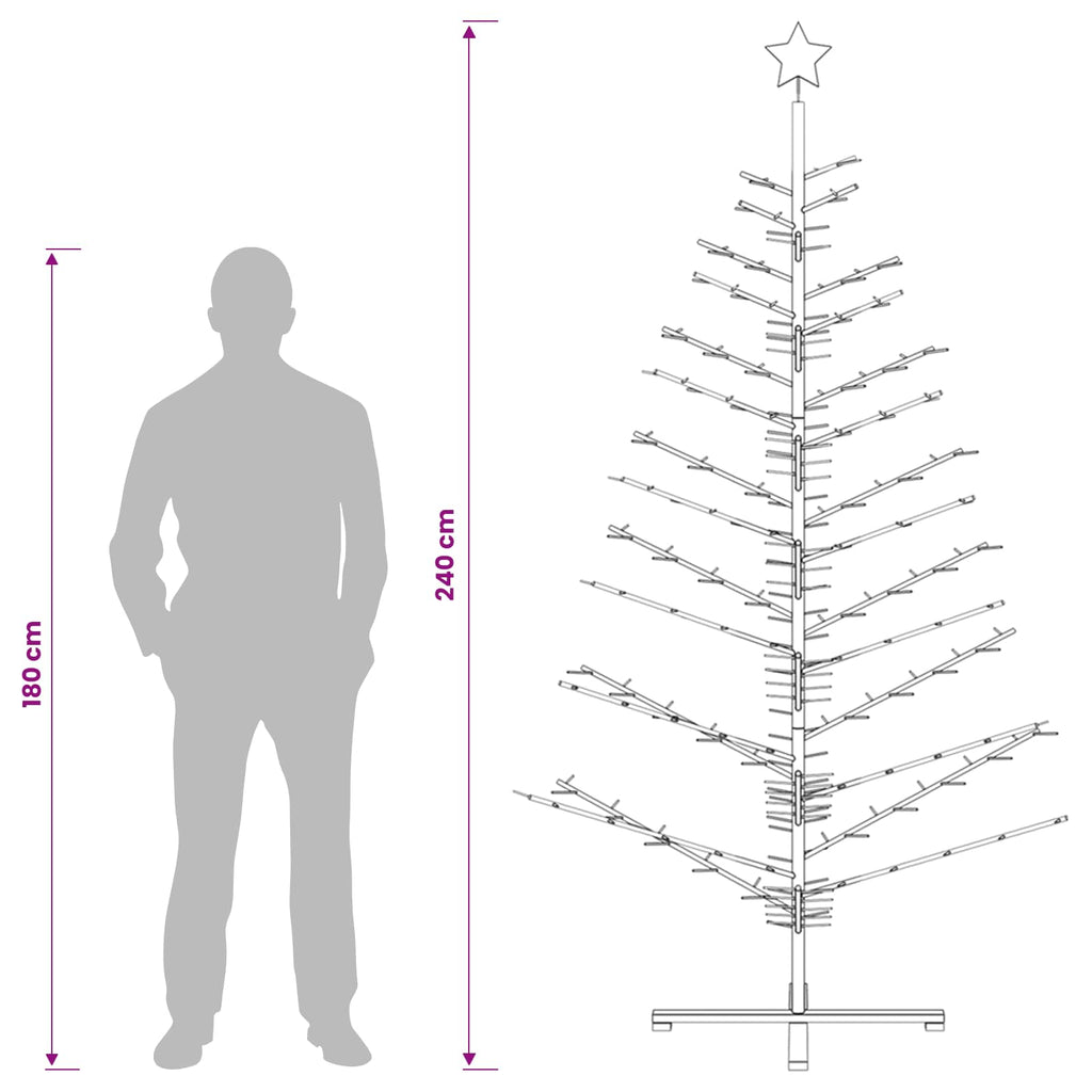 vidaXL Drewniana choinka 240 cm Bambus i lite drewno sosnowe brązowy