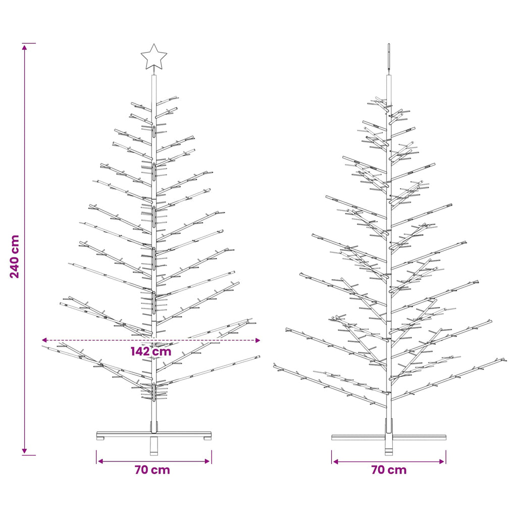 vidaXL Drewniana choinka 240 cm Bambus i lite drewno sosnowe brązowy