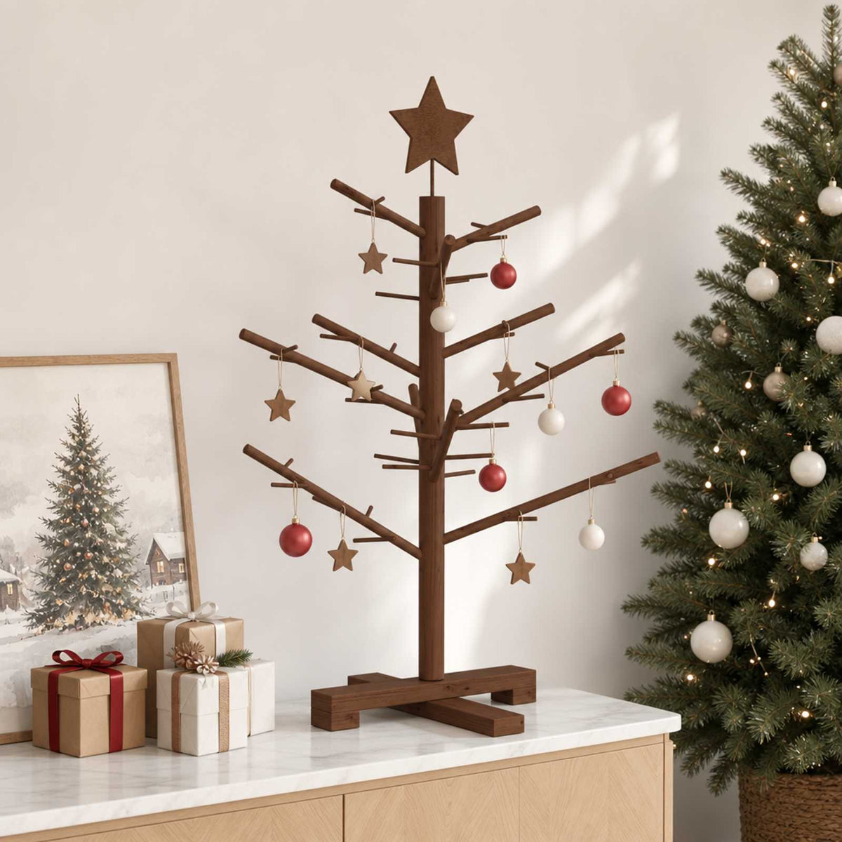 vidaXL Drewniana choinka 75 cm Bambus i lite drewno sosnowe