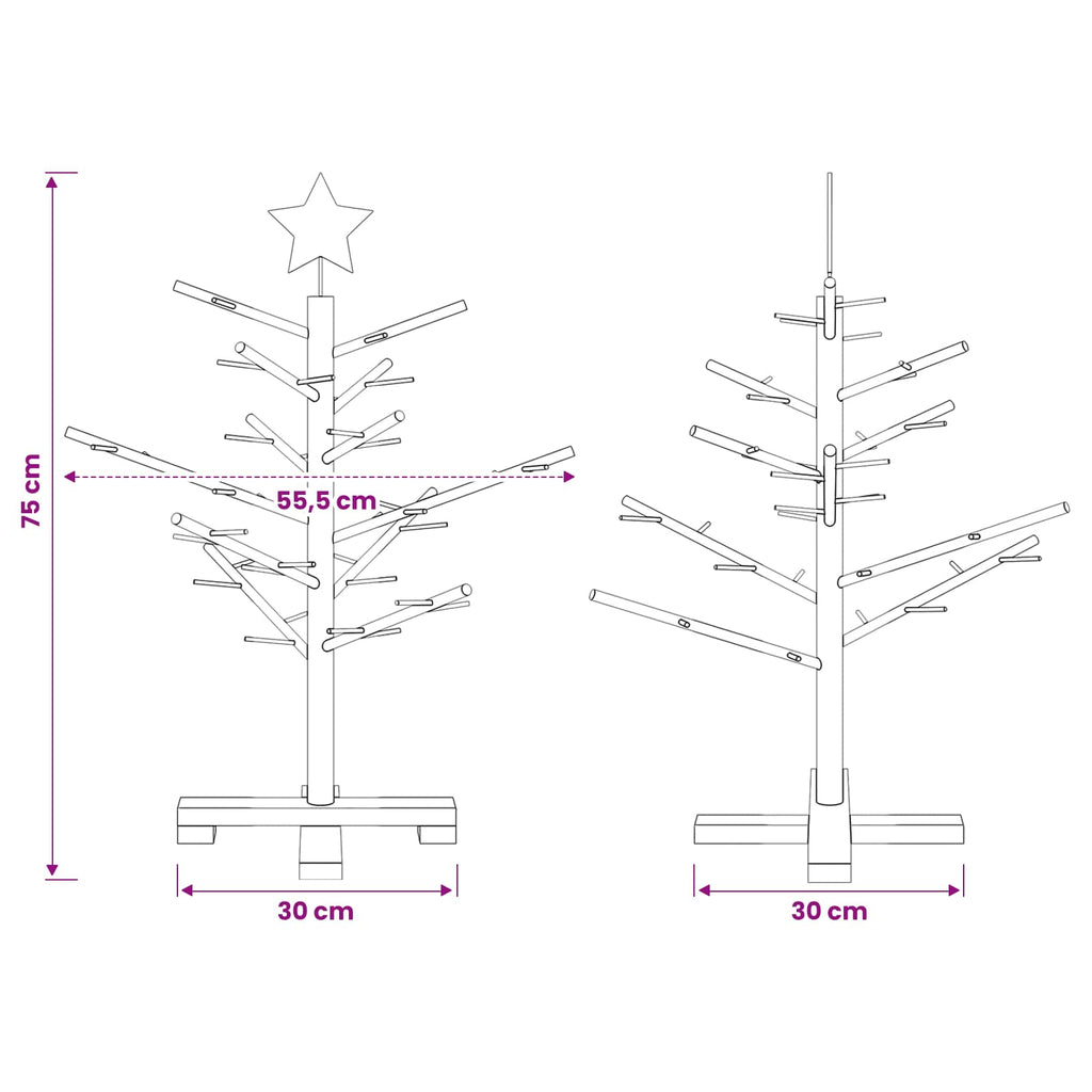 vidaXL Drewniana choinka 75 cm Bambus i lite drewno sosnowe