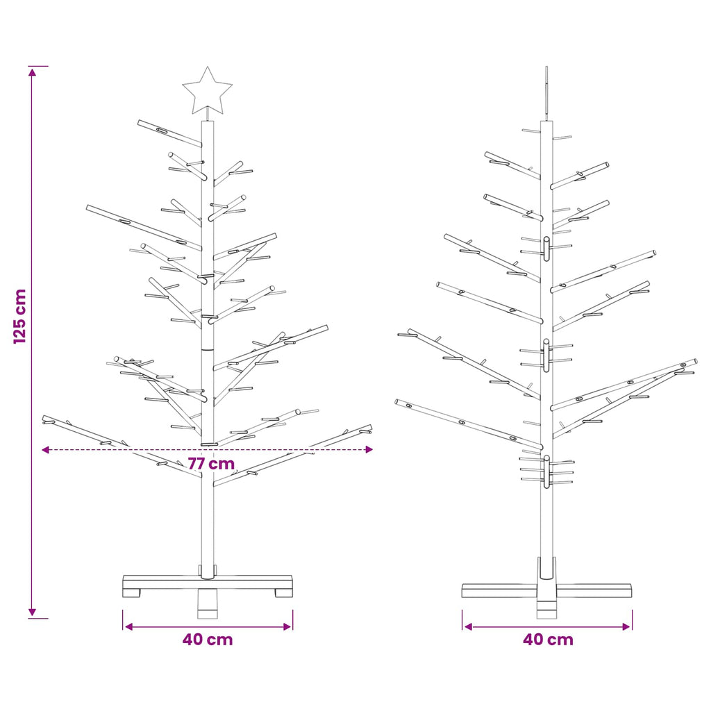 vidaXL Drewniana choinka 125 cm Bambus i lite drewno sosnowe