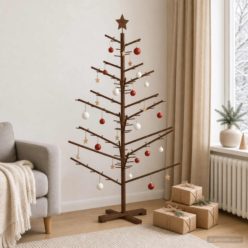 vidaXL Drewniana choinka 150 cm Bambus i lite drewno sosnowe