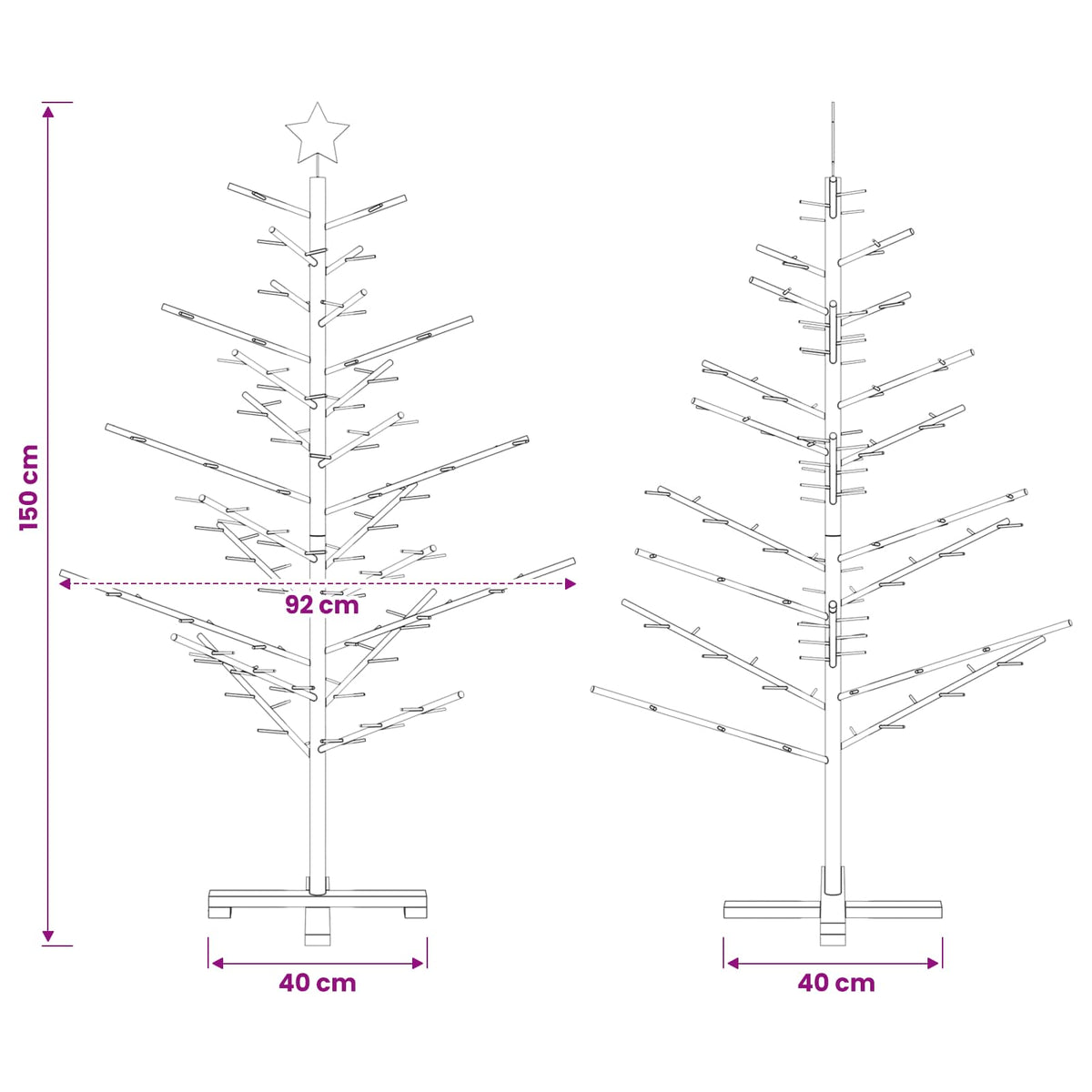 vidaXL Drewniana choinka 150 cm Bambus i lite drewno sosnowe
