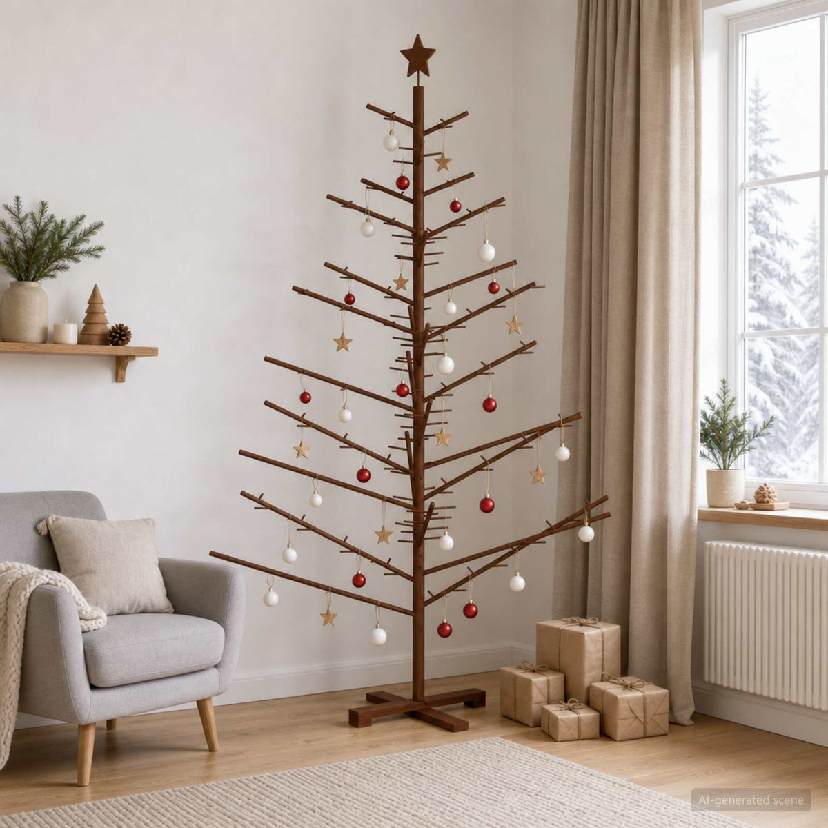 vidaXL Drewniana choinka 180 cm Bambus i lite drewno sosnowe