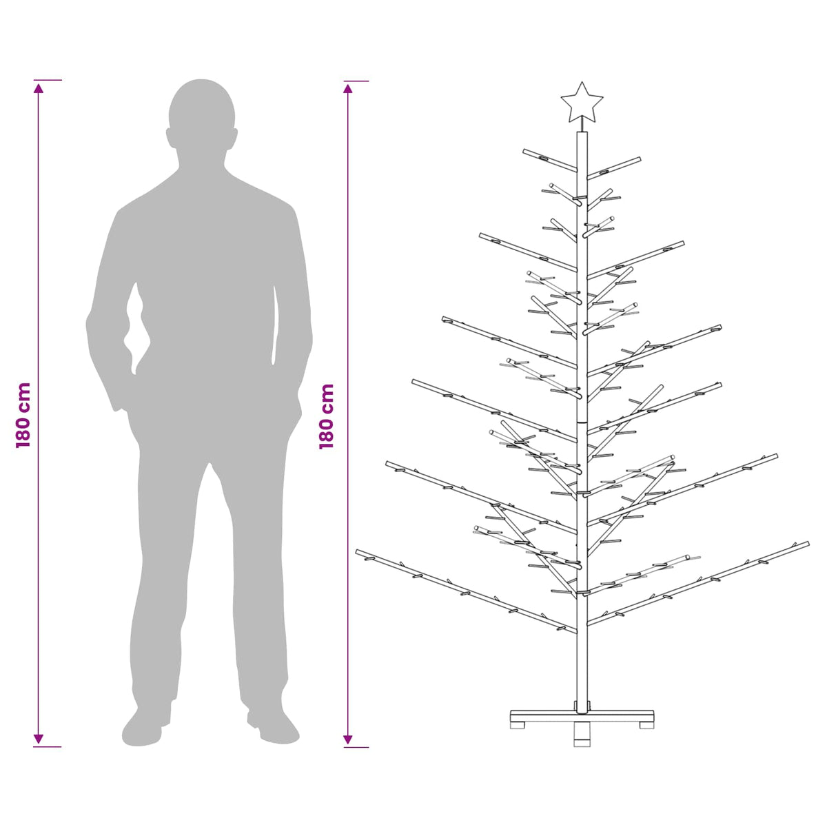 vidaXL Drewniana choinka 180 cm Bambus i lite drewno sosnowe