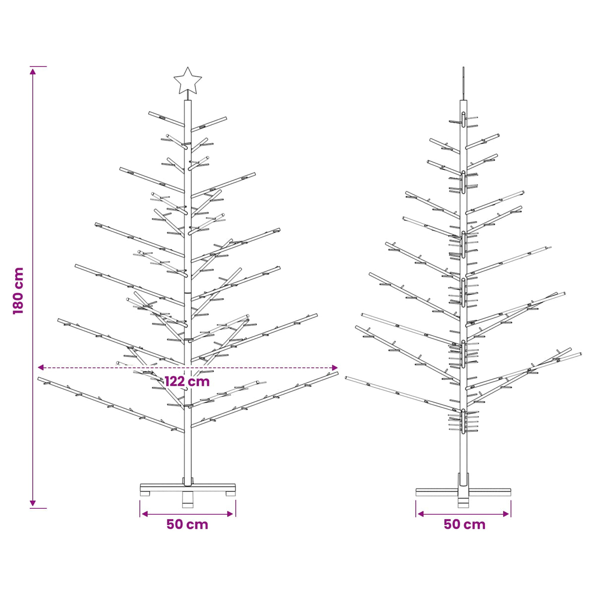 vidaXL Drewniana choinka 180 cm Bambus i lite drewno sosnowe