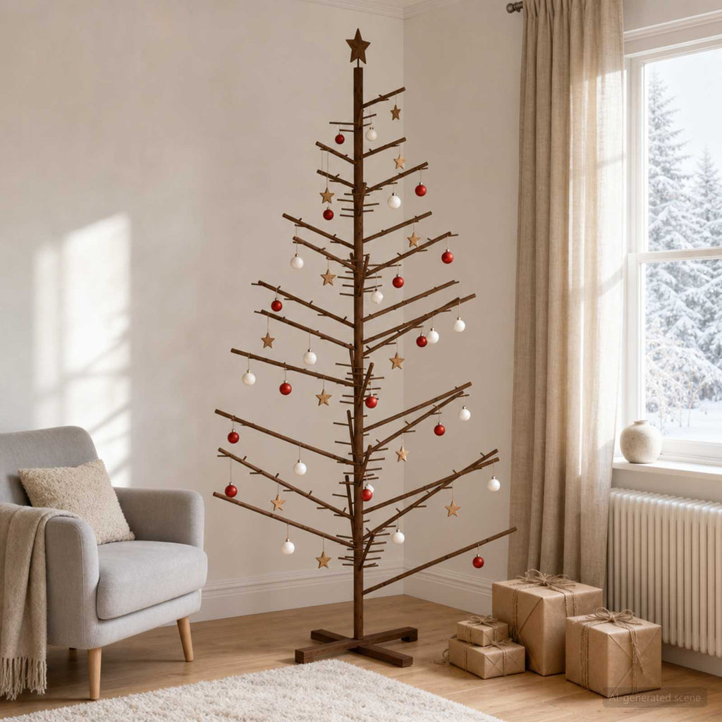 vidaXL Drewniana choinka 210 cm Bambus i lite drewno sosnowe