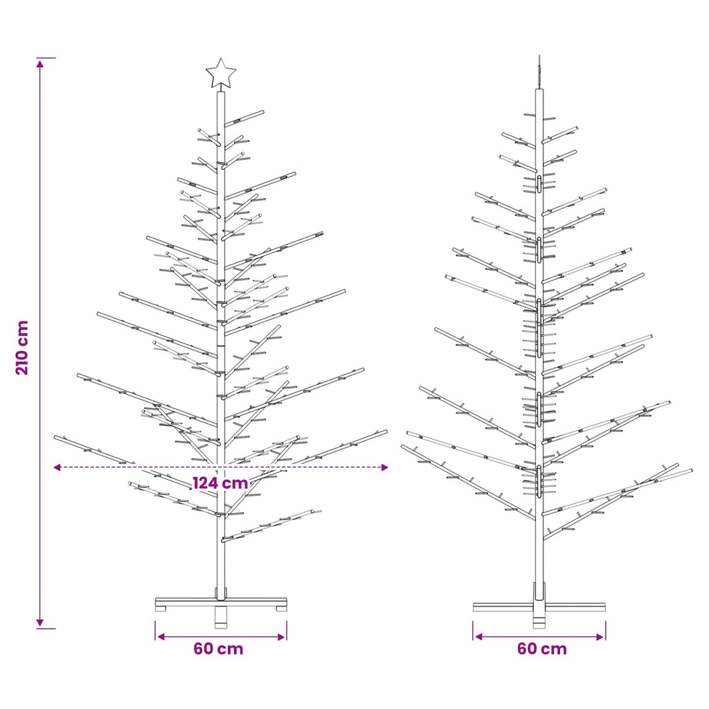 vidaXL Drewniana choinka 210 cm Bambus i lite drewno sosnowe