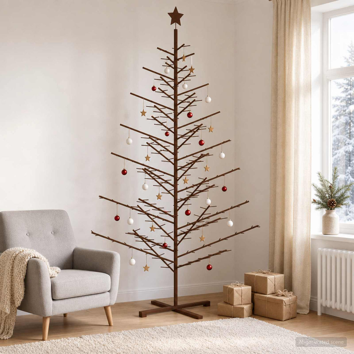 vidaXL Drewniana choinka 240 cm Bambus i lite drewno sosnowe
