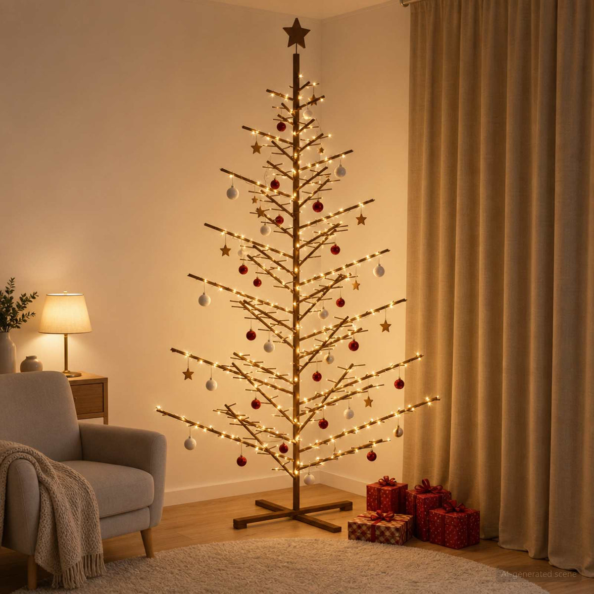 vidaXL Drewniana choinka 240 cm Bambus i lite drewno sosnowe