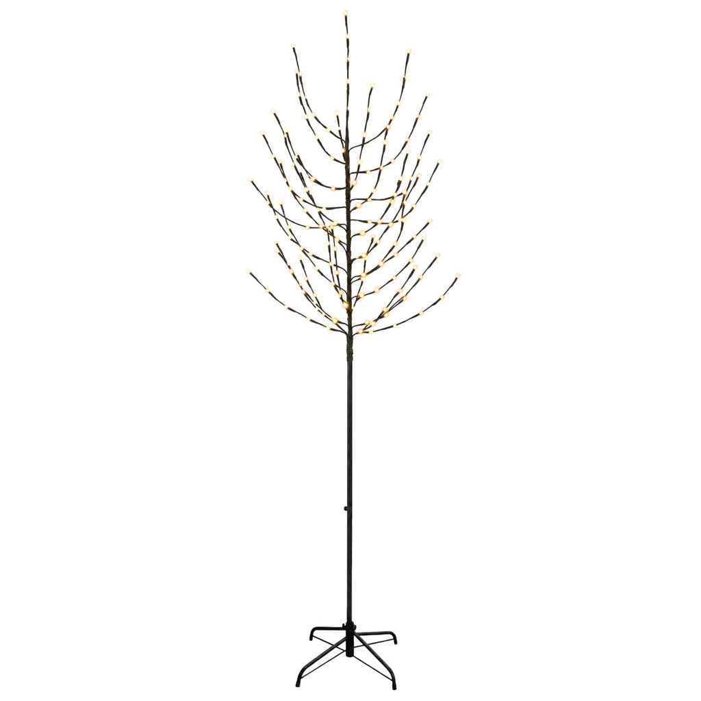 vidaXL Choinka świąteczna LED Czarny 47 x 210 cm Stal 180 LED
