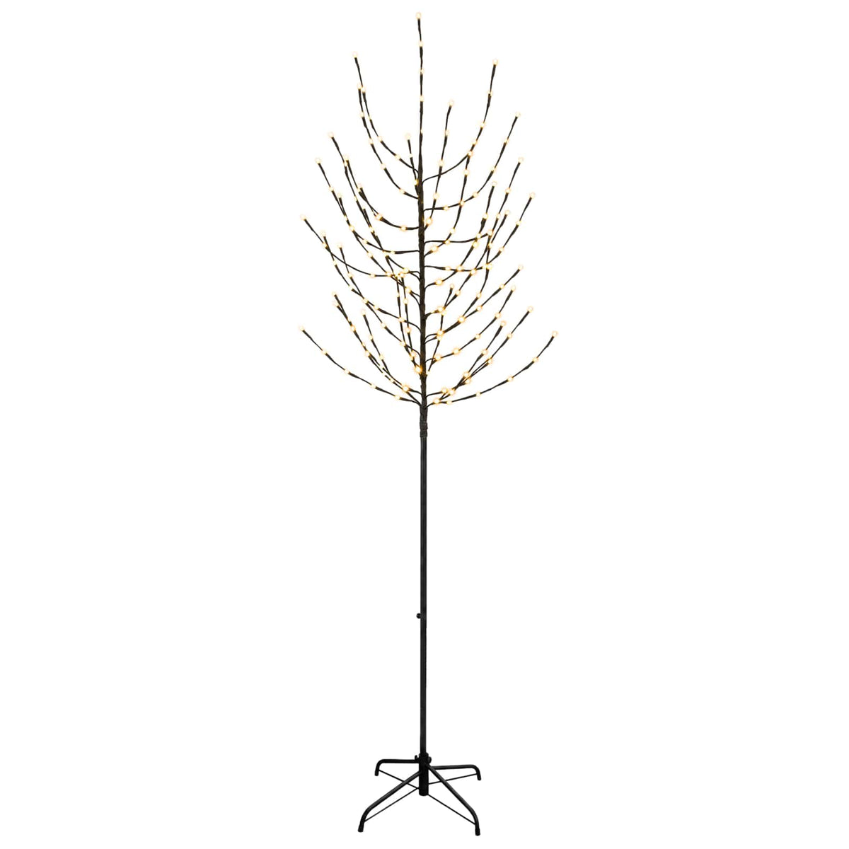 vidaXL Choinka świąteczna LED Czarny 47 x 210 cm Stal 180 LED