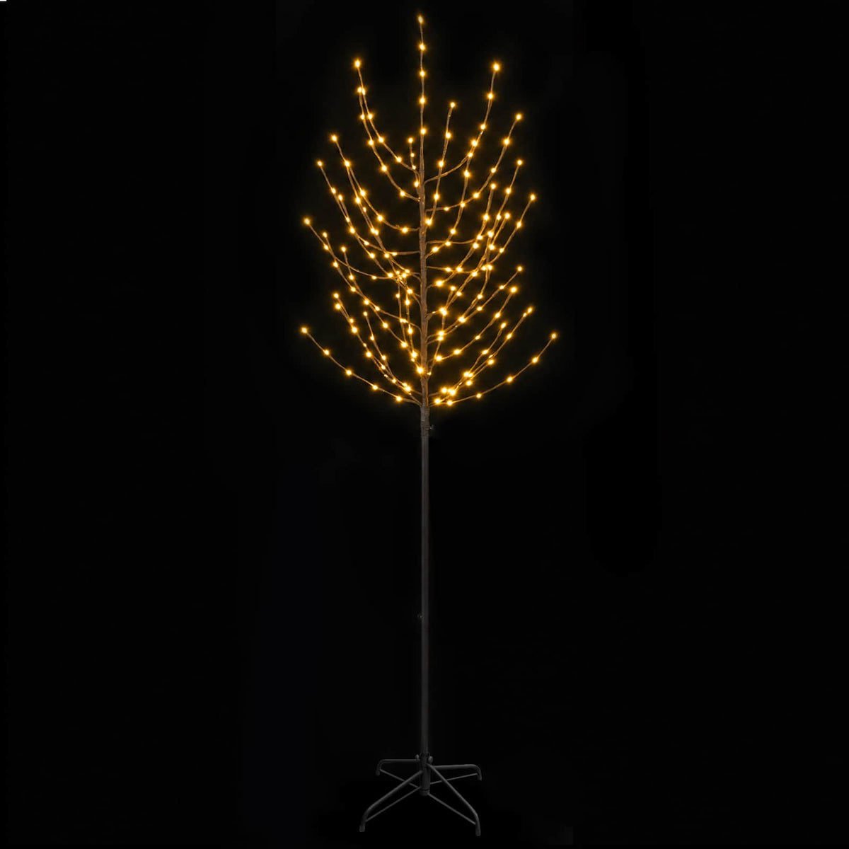 vidaXL Choinka świąteczna LED Czarny 47 x 210 cm Stal 180 LED