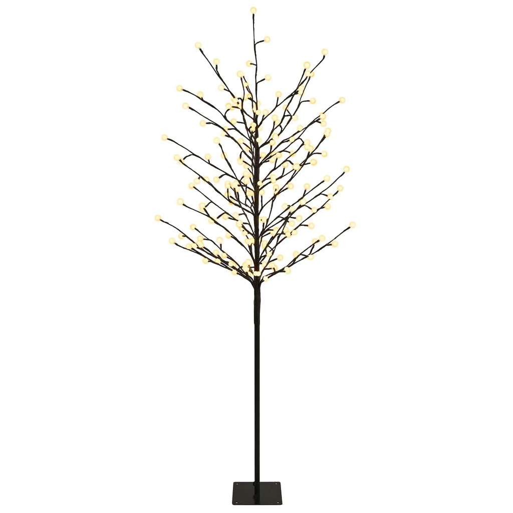 vidaXL Choinka z kulami LED Czarny 18 x 18 x 150 cm Stal 185 LED