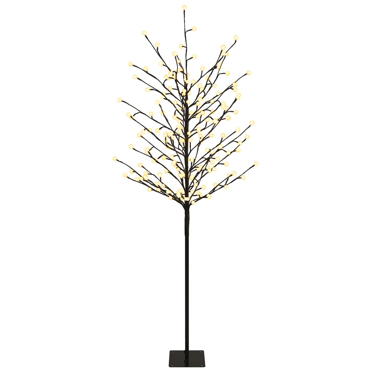 vidaXL Choinka z kulami LED Czarny 18 x 18 x 150 cm Stal 185 LED