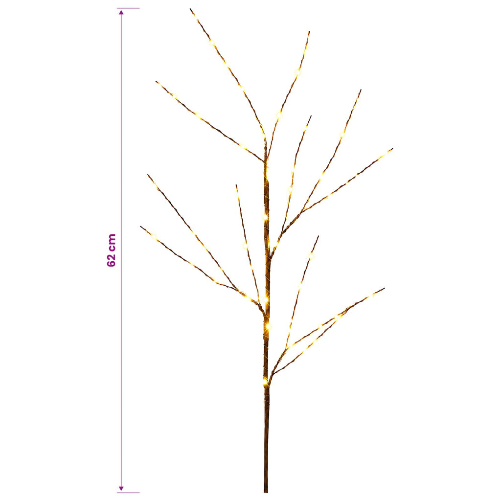 vidaXL Świąteczna dekoracja LED gałązki miedziane 3 szt. brązowy 62 cm
