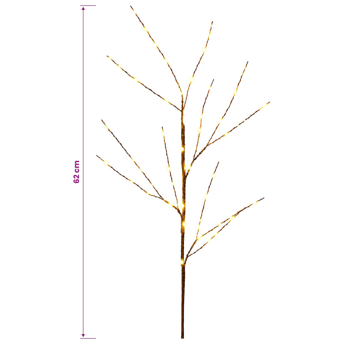 vidaXL Świąteczna dekoracja LED gałązki miedziane 3 szt. brązowy 62 cm