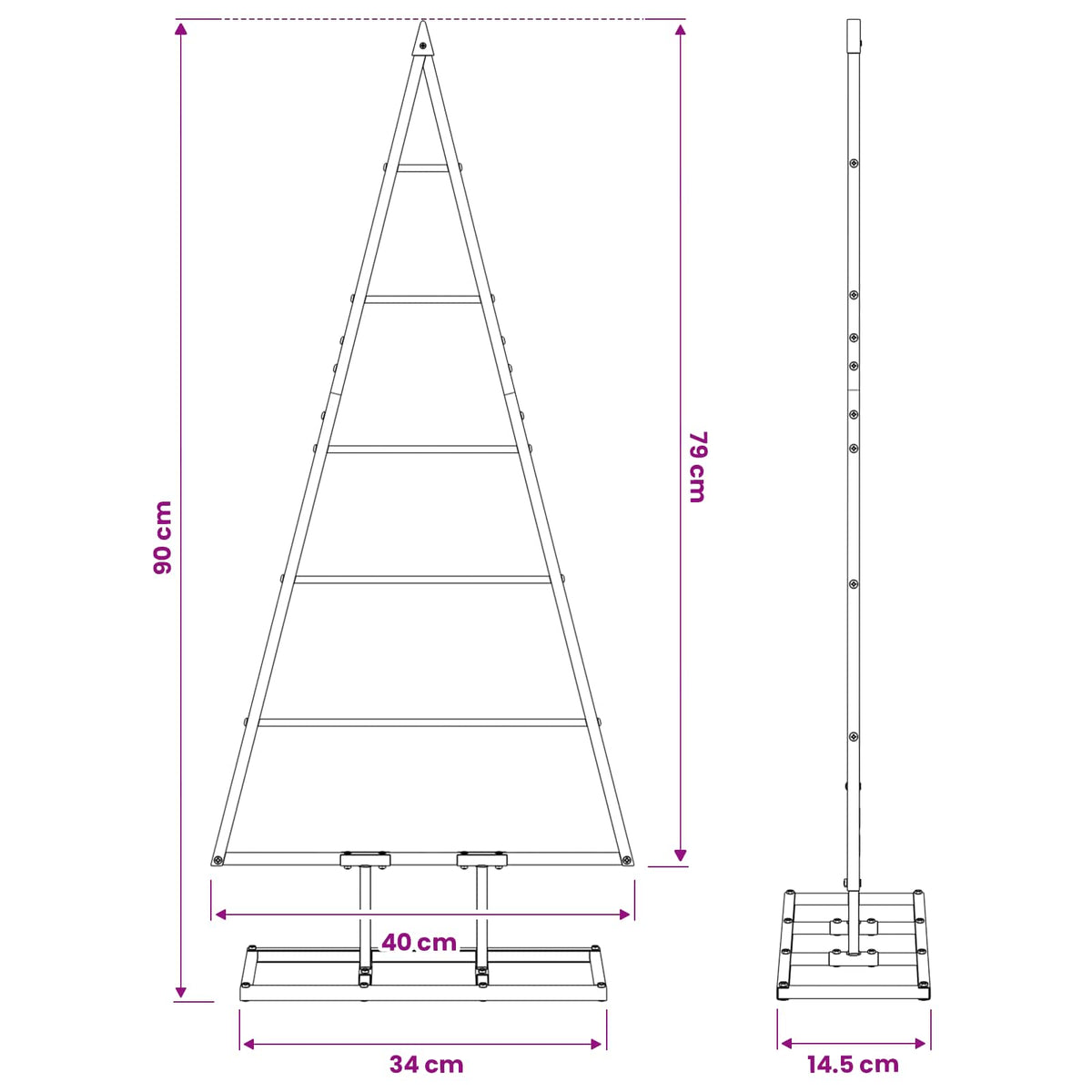 vidaXL Metalowa choinka świąteczna KUOPIO 90 cm Metal Czarny