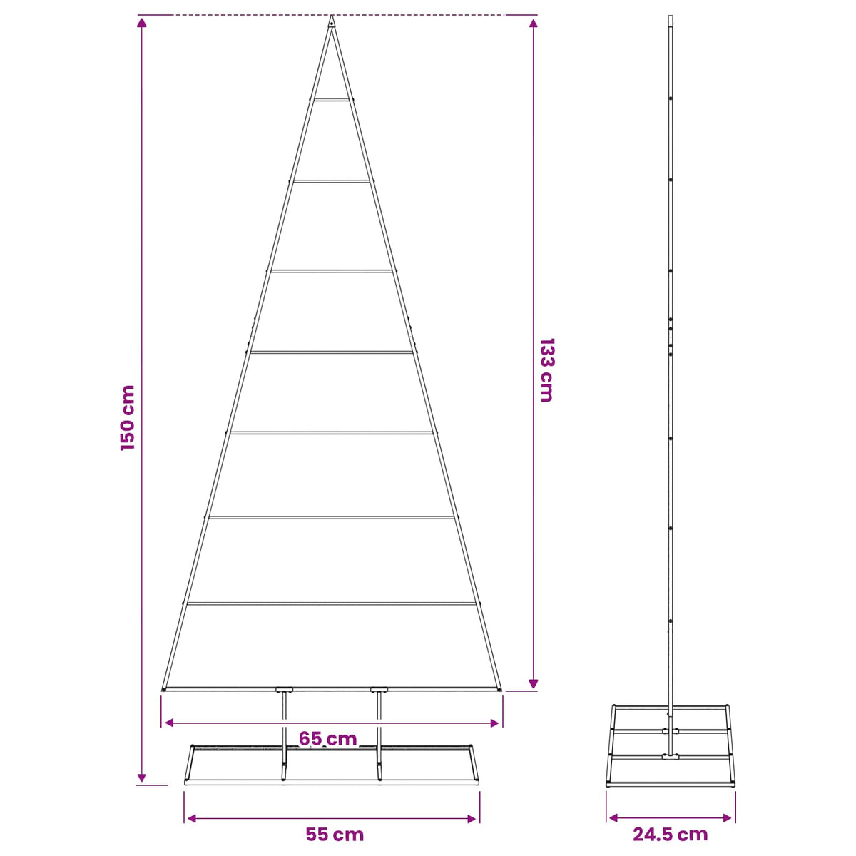 vidaXL Metalowa choinka świąteczna KUOPIO 150 cm Metal Czarny