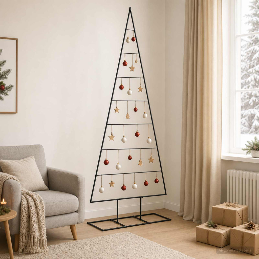 vidaXL Metalowa choinka świąteczna KUOPIO 210 cm Metal Czarny