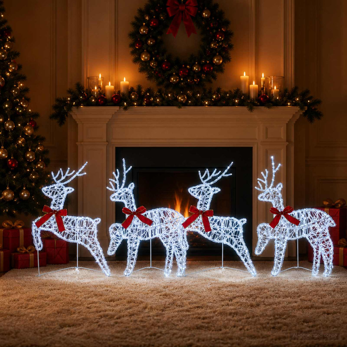 vidaXL Renifer Bożonarodzeniowy 4 szt. 80 LED Zimna biel