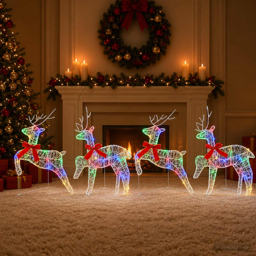 vidaXL Renifer Bożonarodzeniowy 4 szt. 80 LED Wielokolorowy