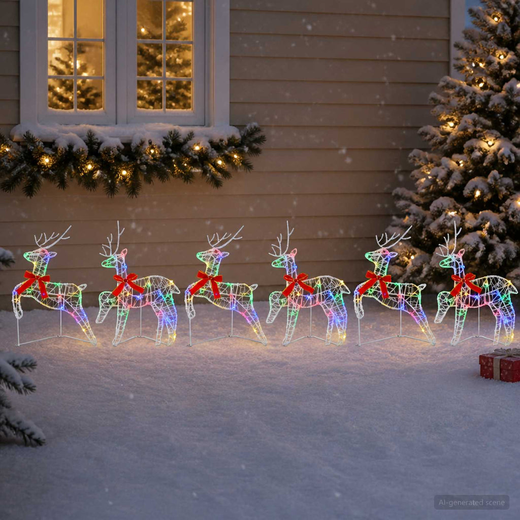 vidaXL Renifer Bożonarodzeniowy 6 szt. 80 LED Wielokolorowy