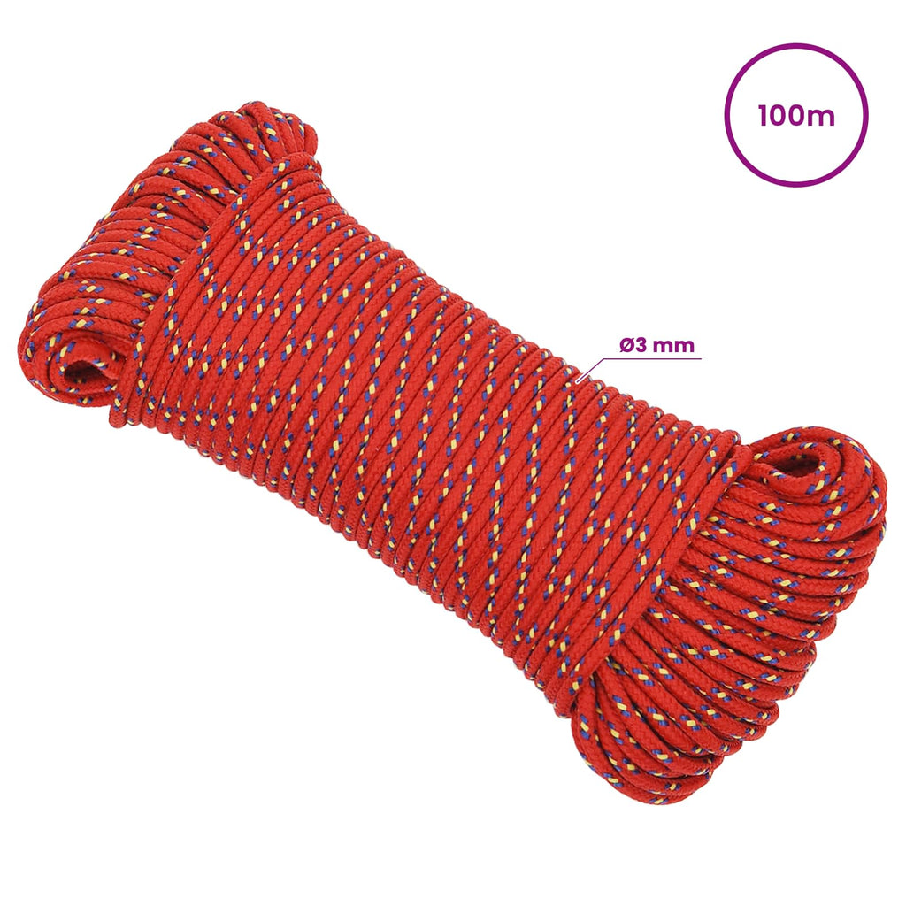 vidaXL Wielofunkcyjna lina gospodarcza 3 mm 100 m czerwony PP
