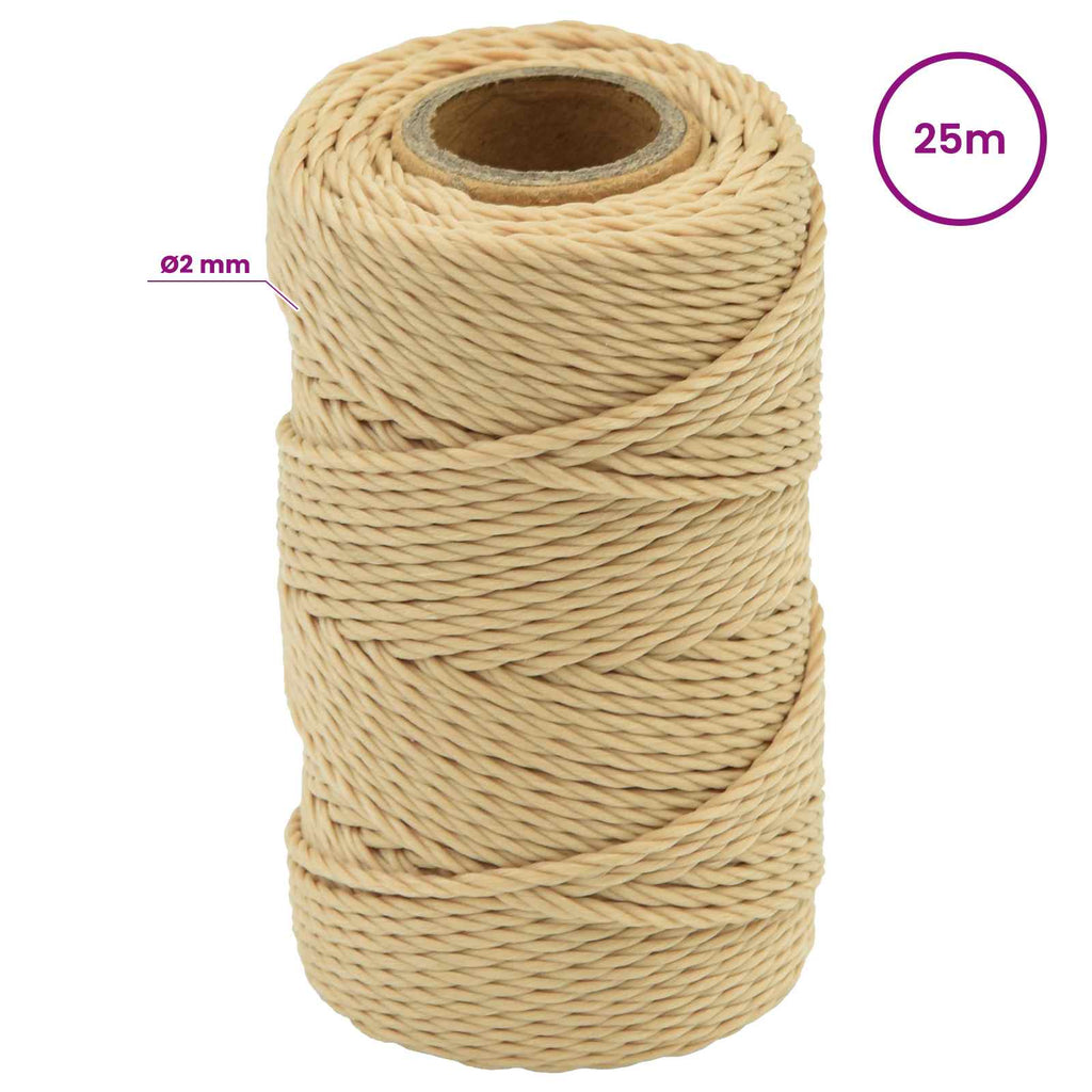 vidaXL Wielofunkcyjna lina gospodarcza 2 mm 25 m naturalny PP