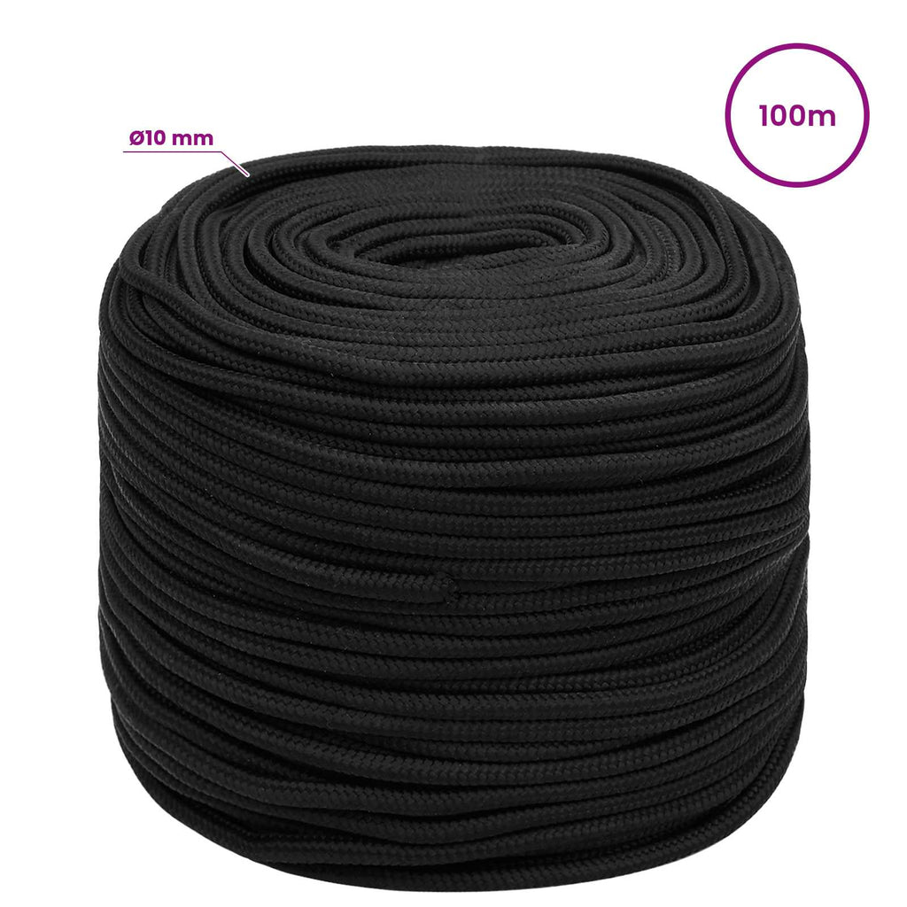 vidaXL Wielofunkcyjna lina gospodarcza 10 mm 100 m Czarny PP