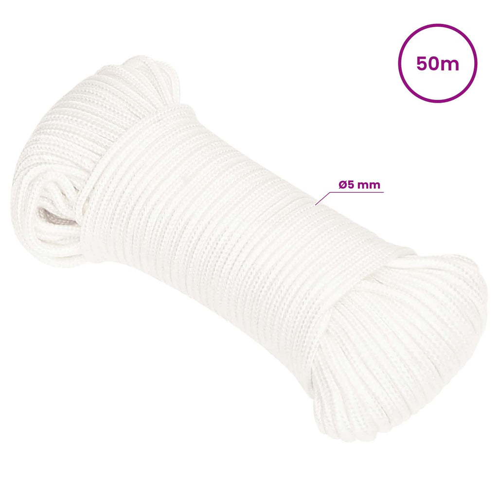 vidaXL Wielofunkcyjna lina gospodarcza 5 mm 50 m Biały PP