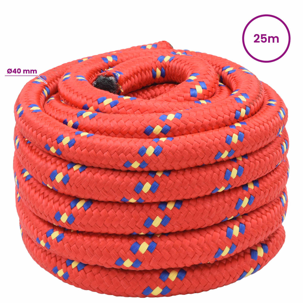 vidaXL Wielofunkcyjna lina gospodarcza 40 mm 25 m czerwony PP