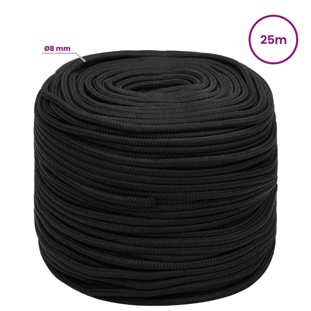 vidaXL Wielofunkcyjna lina gospodarcza 8 mm 25 m Czarny PP