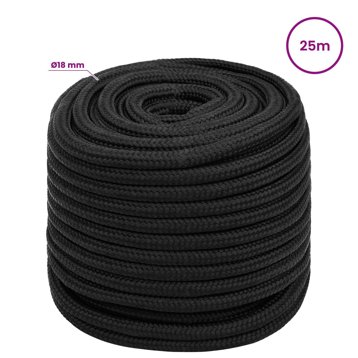 vidaXL Wielofunkcyjna lina gospodarcza 18 mm 25 m Czarny PP