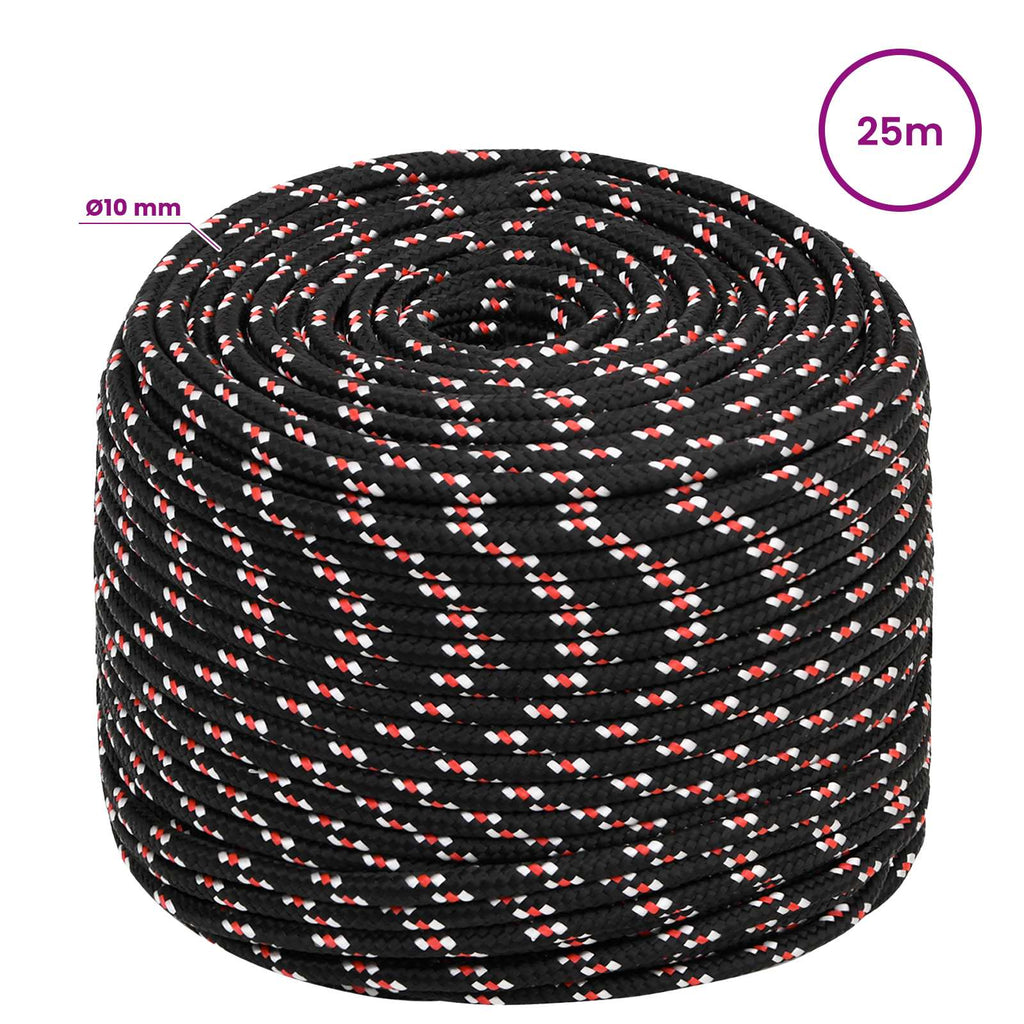 vidaXL Wielofunkcyjna lina gospodarcza 10 mm 25 m Czarny i czerwony PP