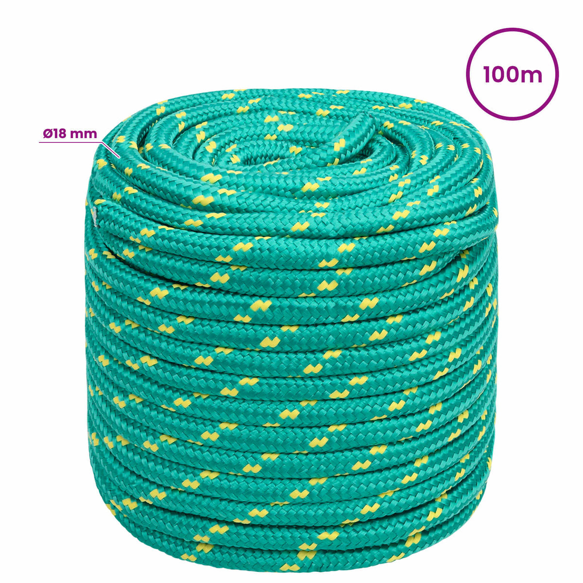 vidaXL Wielofunkcyjna lina gospodarcza 18 mm 100 m zielony PP