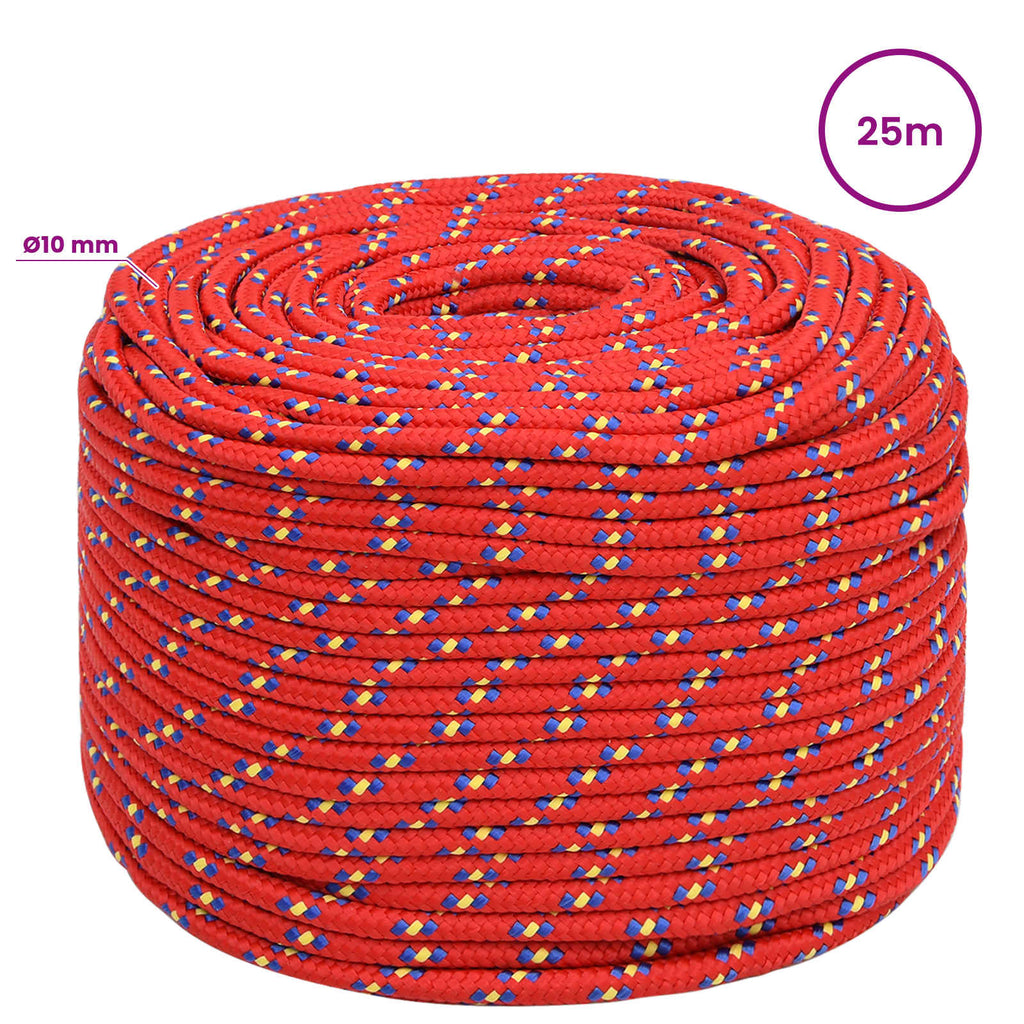 vidaXL Wielofunkcyjna lina gospodarcza 10 mm 25 m czerwony PP