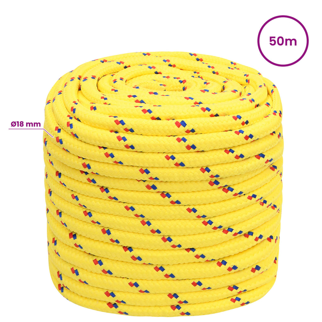 vidaXL Wielofunkcyjna lina gospodarcza 18 mm 50 m żółty PP