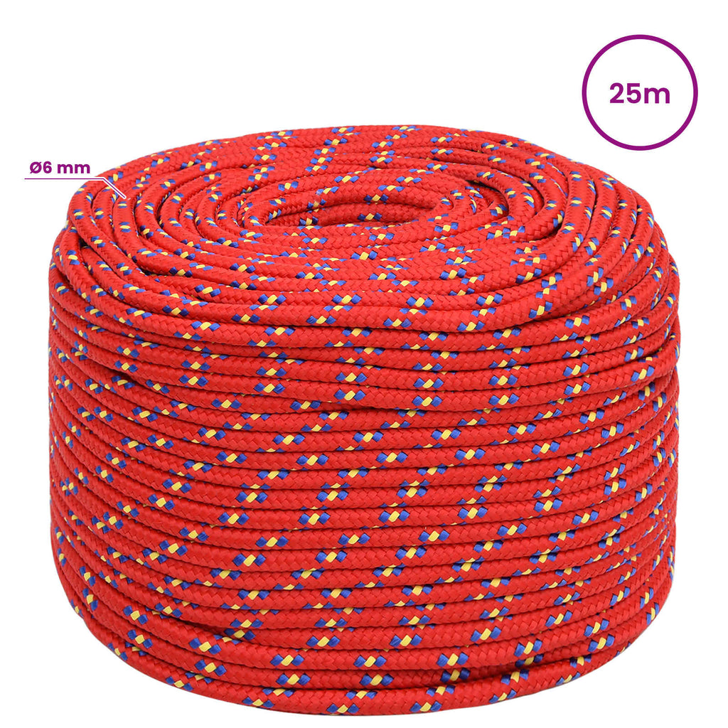 vidaXL Wielofunkcyjna lina gospodarcza 6 mm 25 m czerwony PP