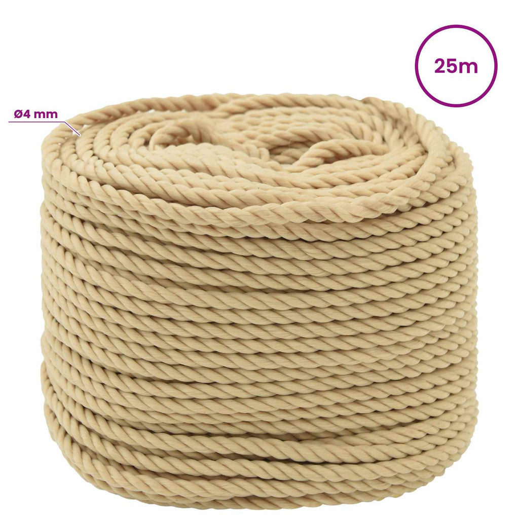 vidaXL Wielofunkcyjna lina gospodarcza 4 mm 25 m naturalny PP