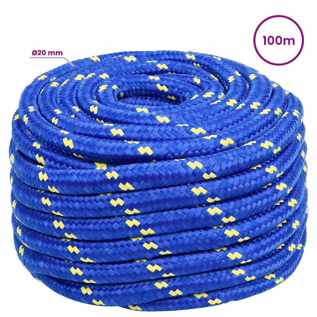 vidaXL Wielofunkcyjna lina gospodarcza 20 mm 100 m niebieski PP