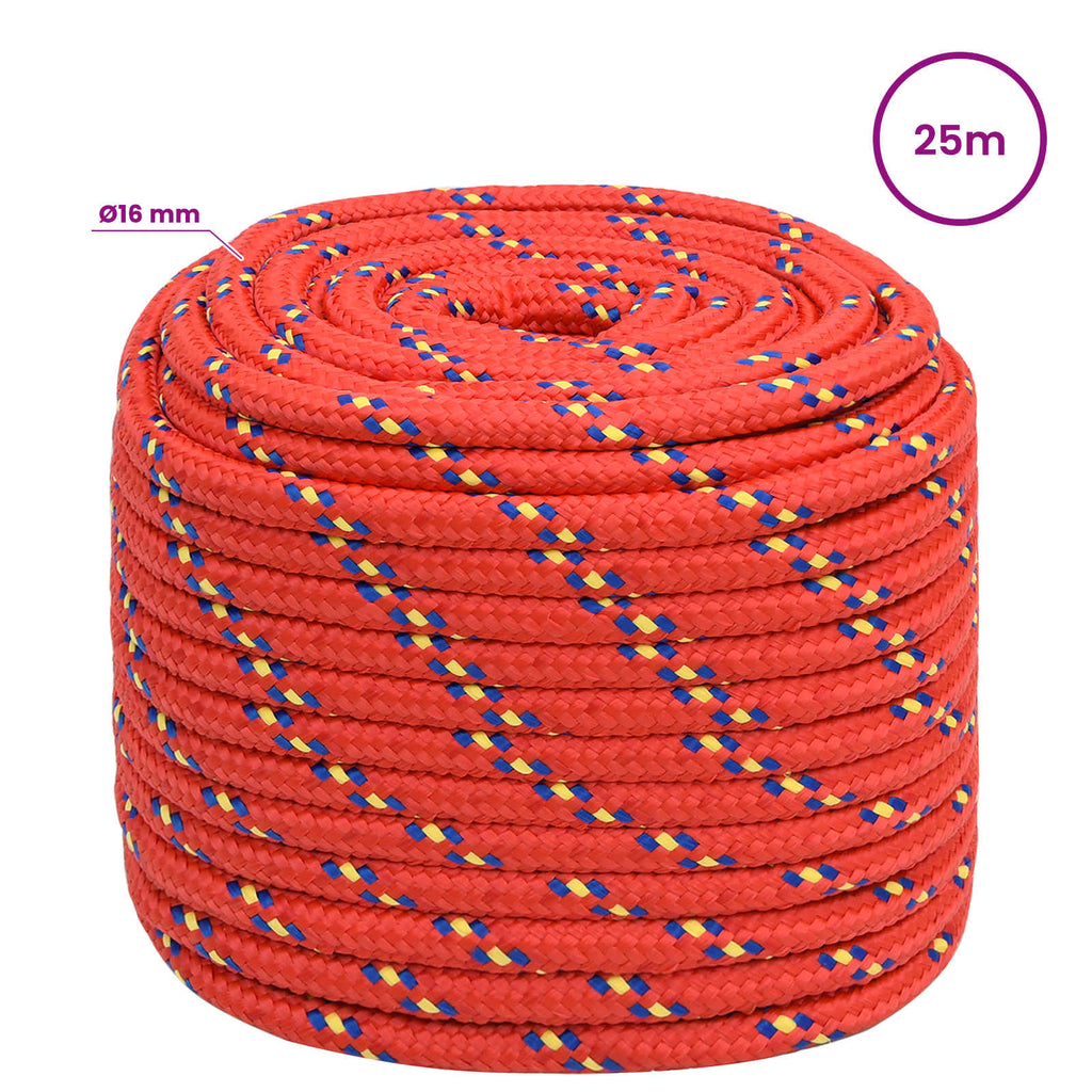 vidaXL Wielofunkcyjna lina gospodarcza 16 mm 25 m czerwony PP