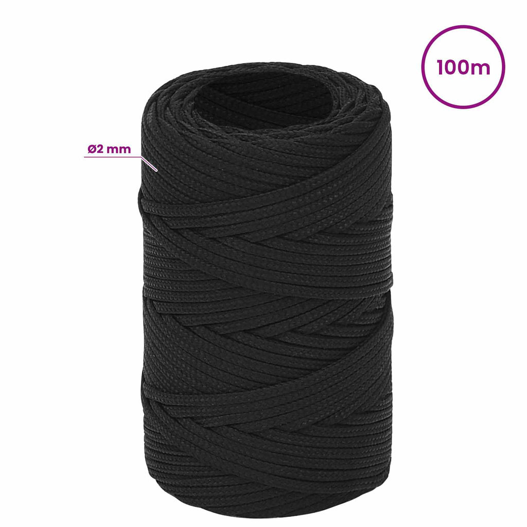 vidaXL Wielofunkcyjna lina gospodarcza 2 mm 100 m Czarny PP