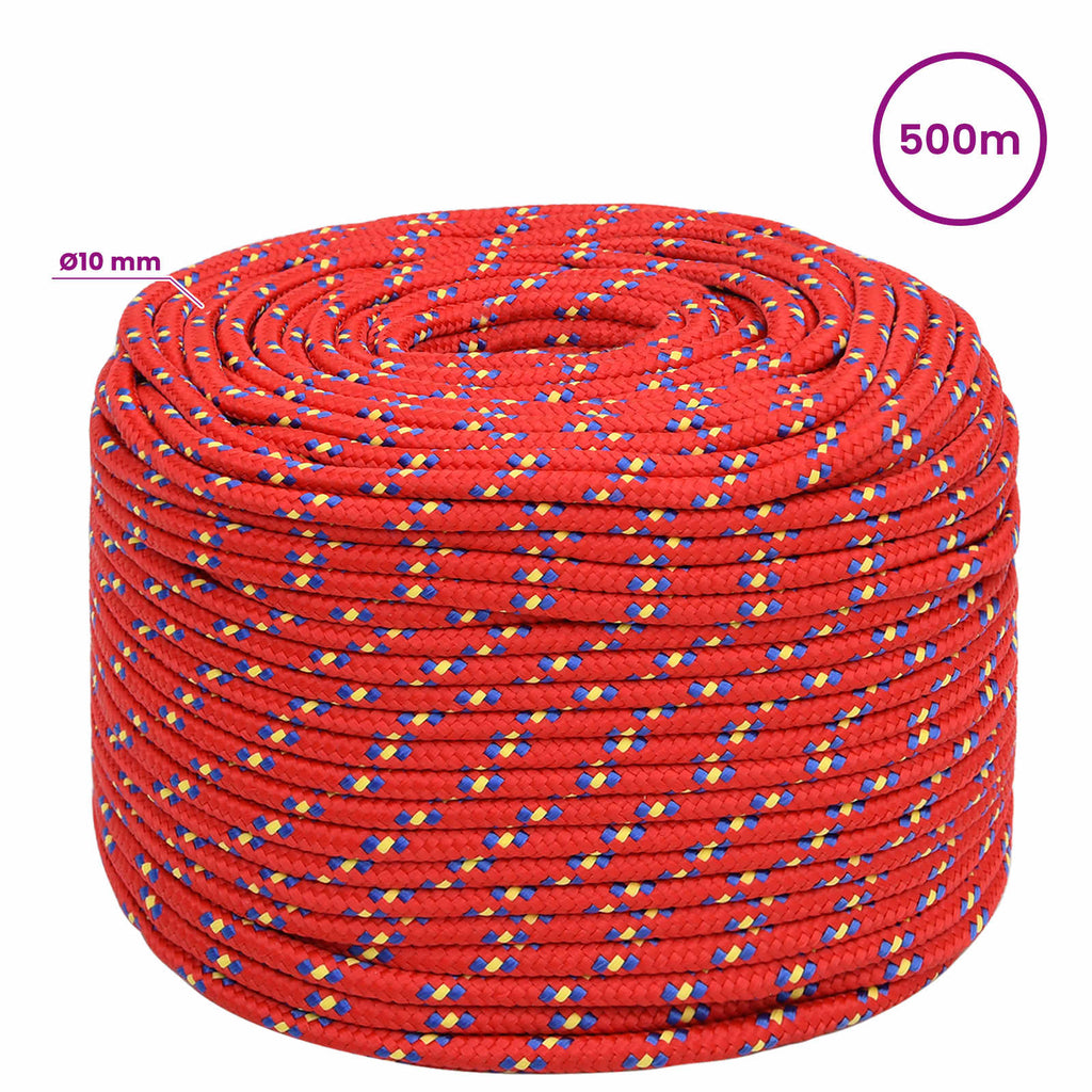 vidaXL Wielofunkcyjna lina gospodarcza 10 mm 500 m czerwony PP