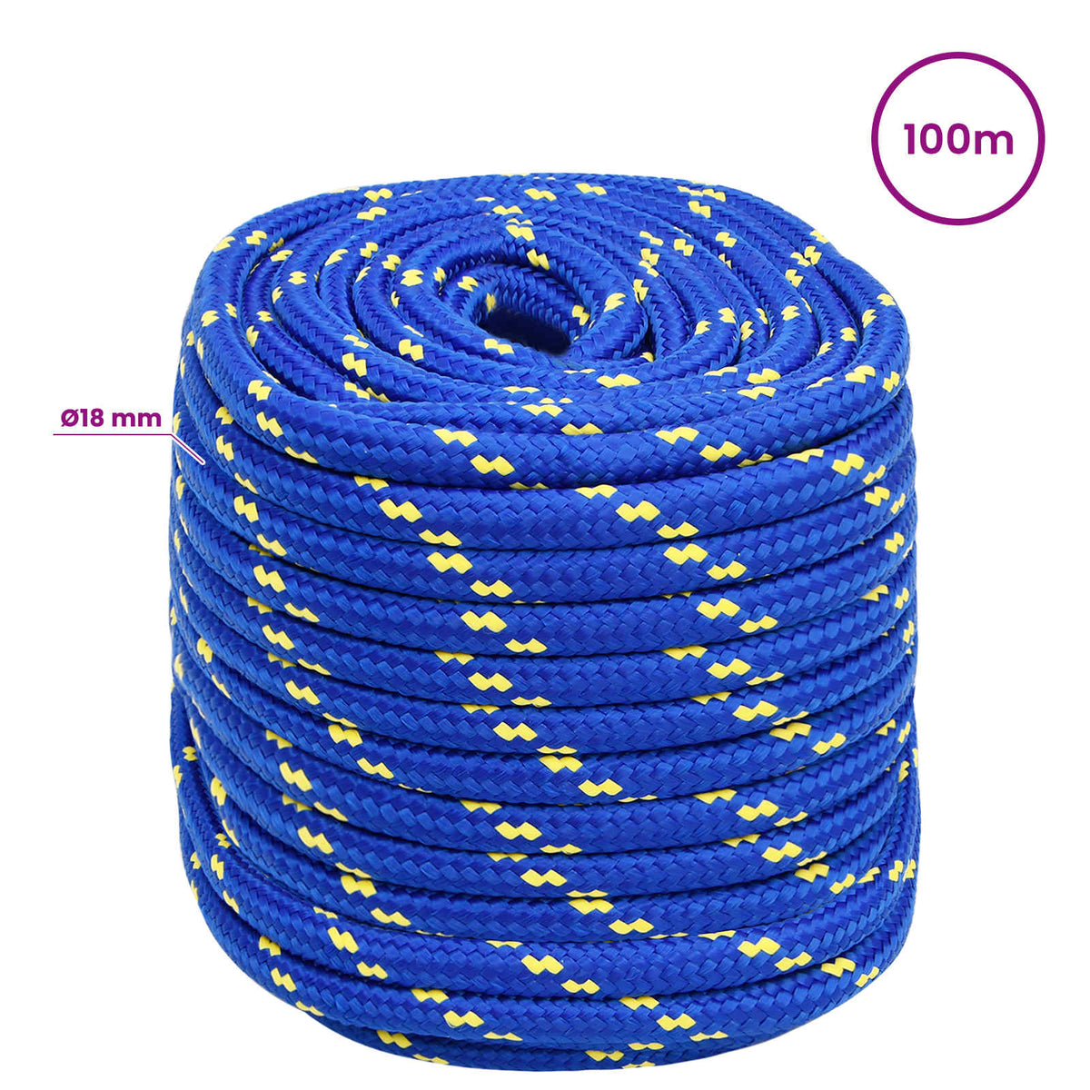 vidaXL Wielofunkcyjna lina gospodarcza 18 mm 100 m niebieski PP