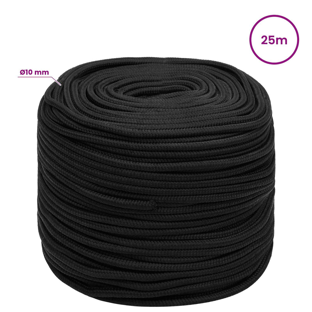 vidaXL Wielofunkcyjna lina gospodarcza 10 mm 25 m Czarny PP