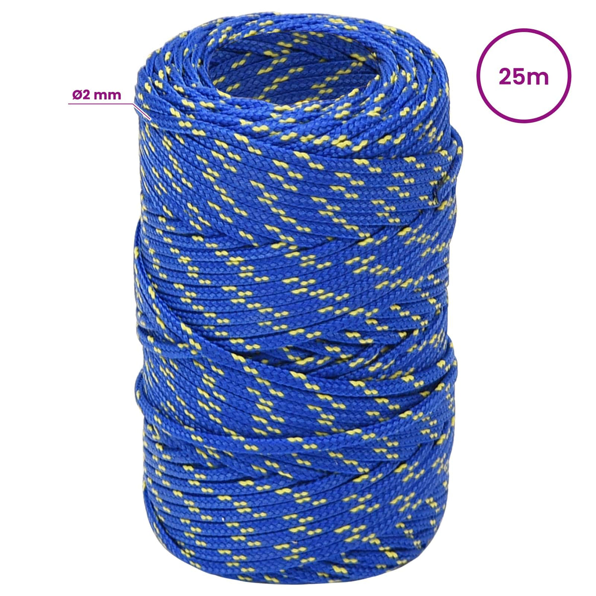 vidaXL Wielofunkcyjna lina gospodarcza 2 mm 25 m niebieski PP