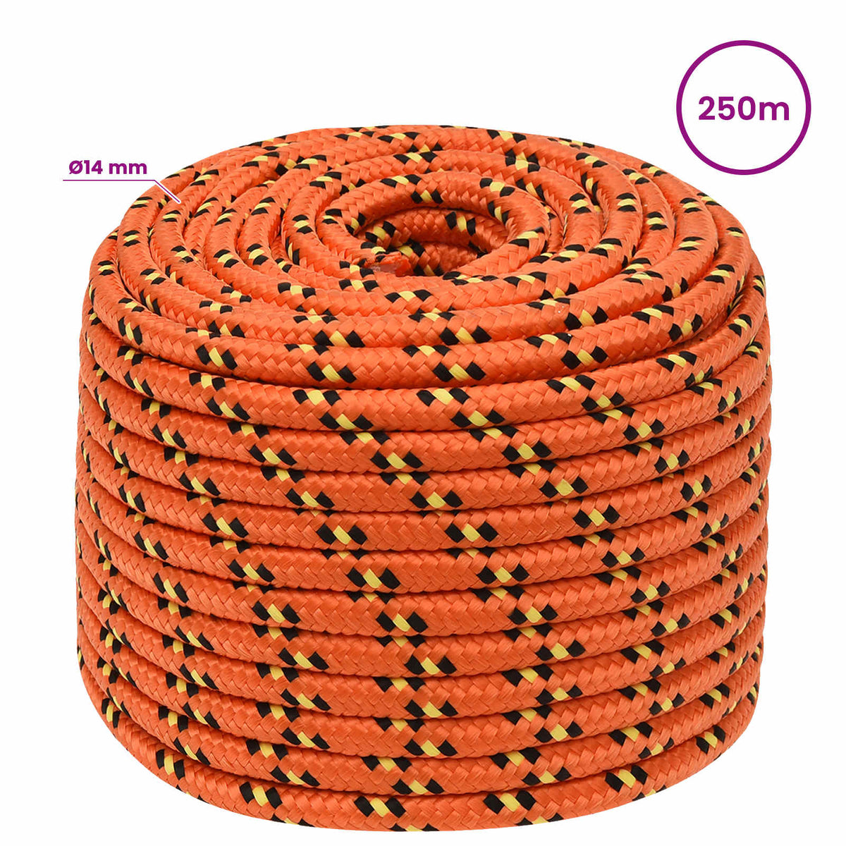 vidaXL Wielofunkcyjna lina gospodarcza 14 mm 250 m pomarańczowy PP