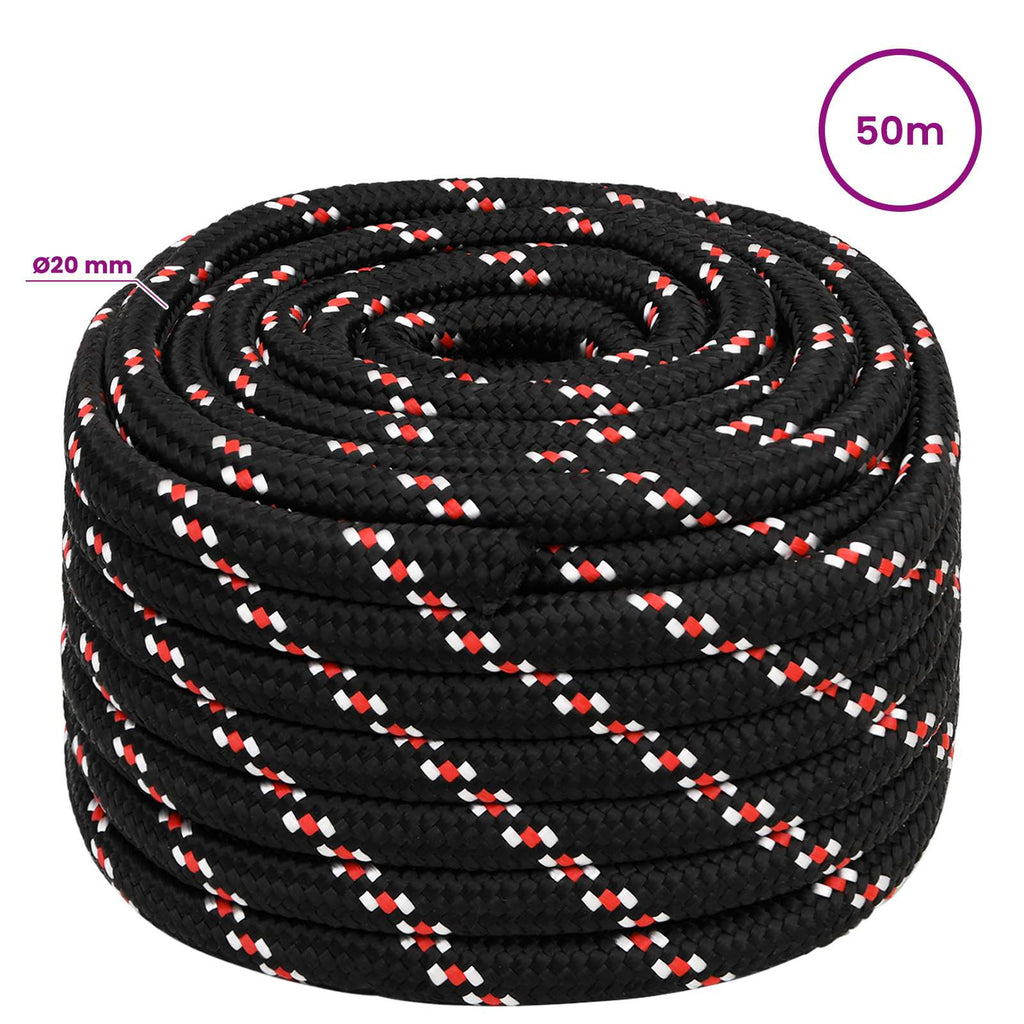 vidaXL Wielofunkcyjna lina gospodarcza 20 mm 50 m Czarny i czerwony PP