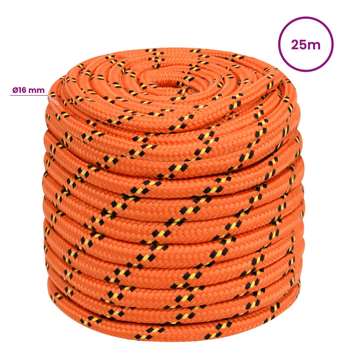 vidaXL Wielofunkcyjna lina gospodarcza 16 mm 25 m pomarańczowy PP